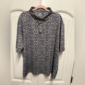 Iron Oak Men’s Western Cowboy Pearl Snap Polo Size XXL 2XL Geometric Pattern